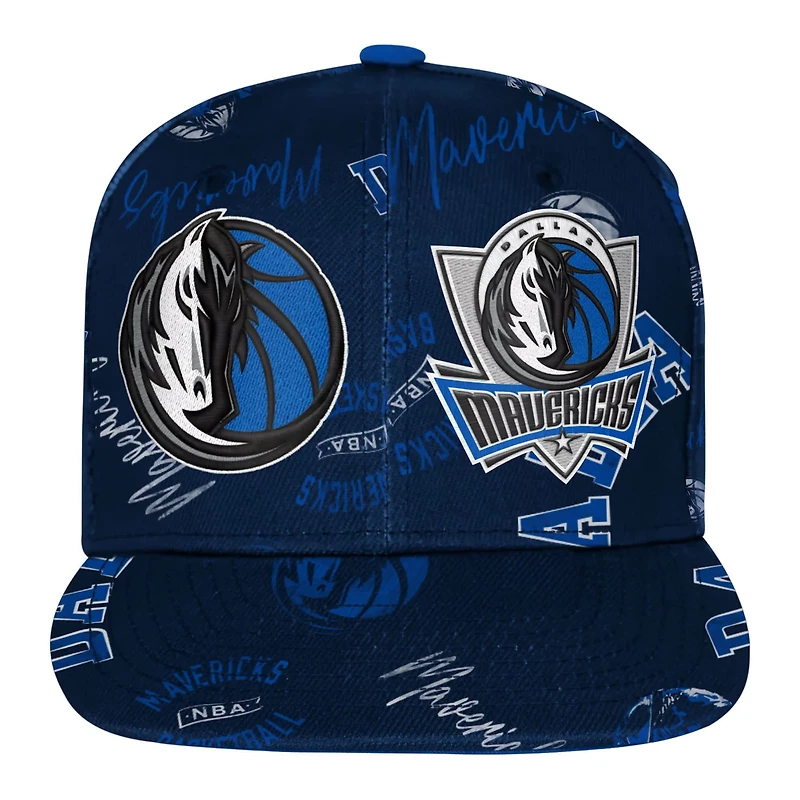 Youth Outerstuff Dallas Mavericks Street Hooper Allover Print Snapback Hat