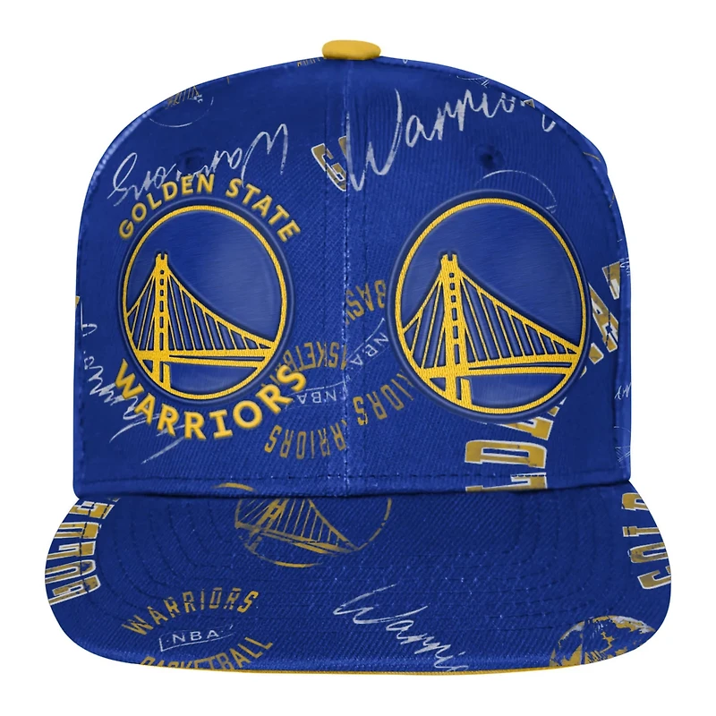 Youth Outerstuff Golden State Warriors Street Hooper Allover Print Snapback Hat
