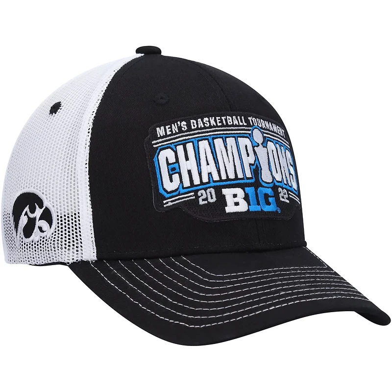 Zephyr /White Iowa Hawkeyes 2022 Big Ten Basketball Conference Tournament Champions Locker Room Adjustable Hat