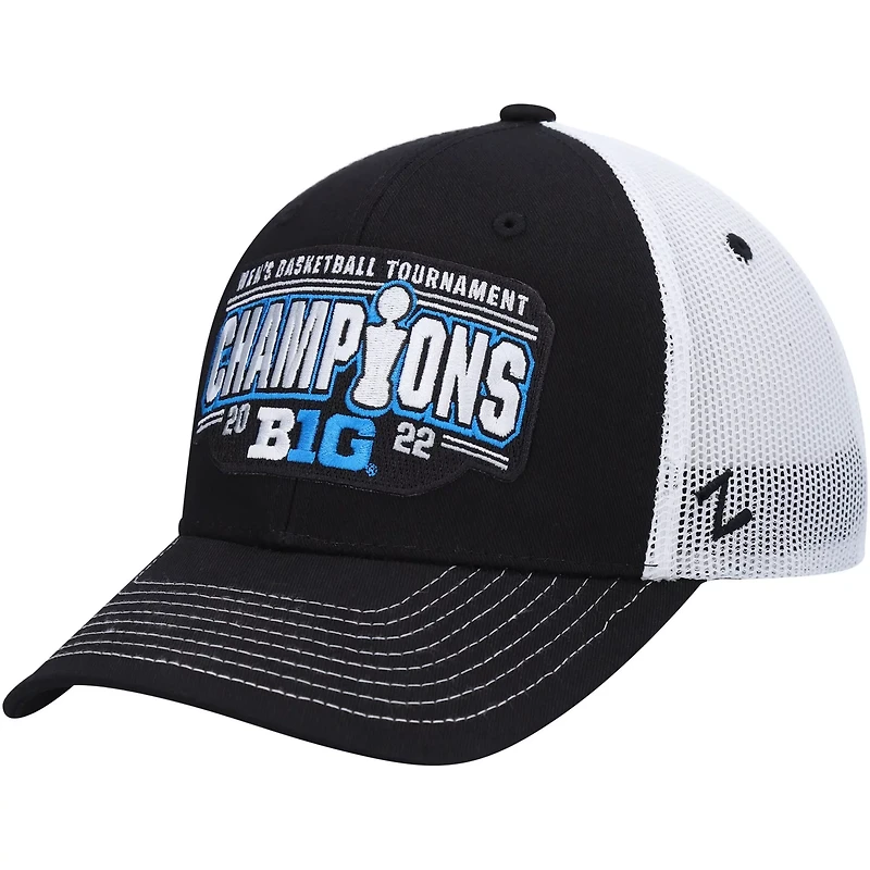Zephyr /White Iowa Hawkeyes 2022 Big Ten Basketball Conference Tournament Champions Locker Room Adjustable Hat