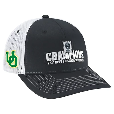 Zephyr Oregon Ducks 2024 Pac-12 Basketball Conference Tournament Champions Locker Room Adjustable Trucker Hat