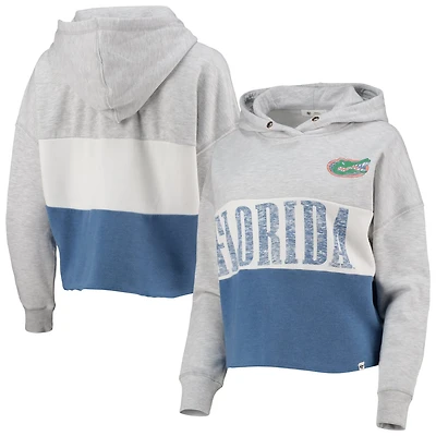 '47 Heathered Gray/Heathered Florida Gators Lizzy Colorblocked Cropped Pullover Hoodie