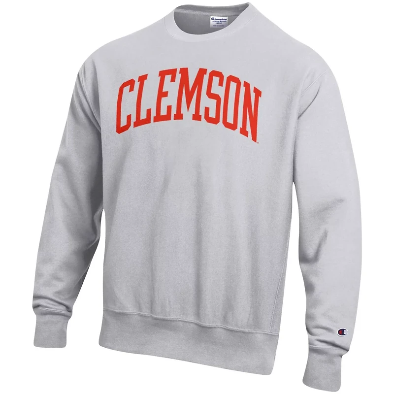 Champion Heathered Gray Clemson Tigers Arch Reverse Weave Pullover Sweatshirt