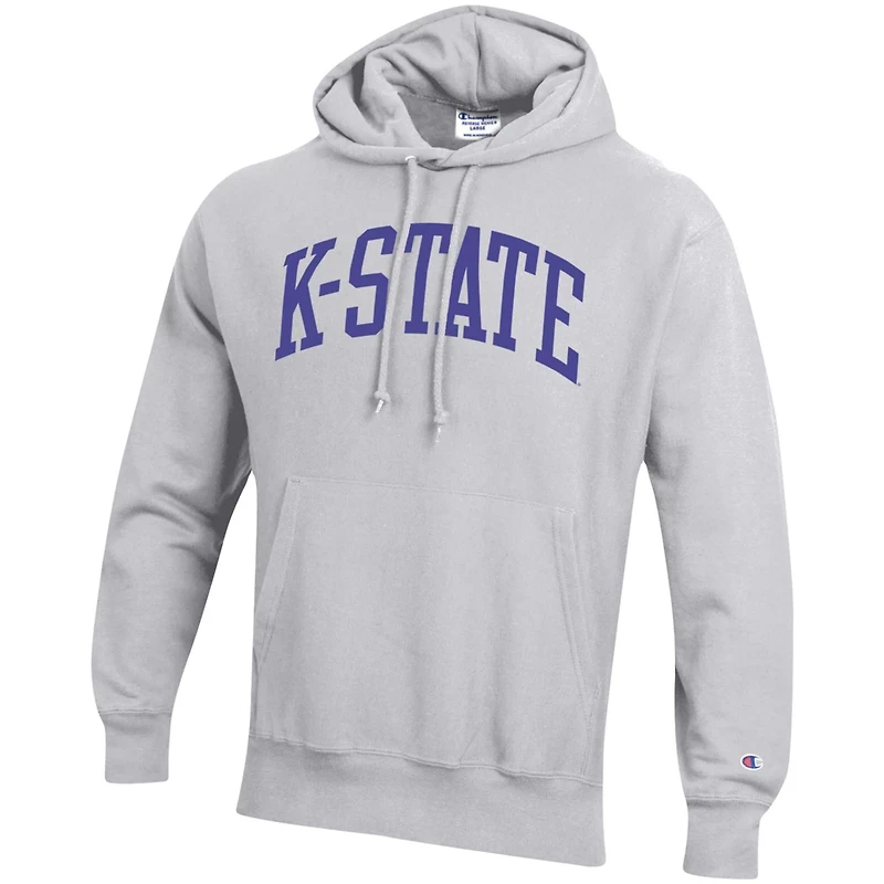 Champion Heathered Gray Kansas State Wildcats Team Arch Reverse Weave Pullover Hoodie