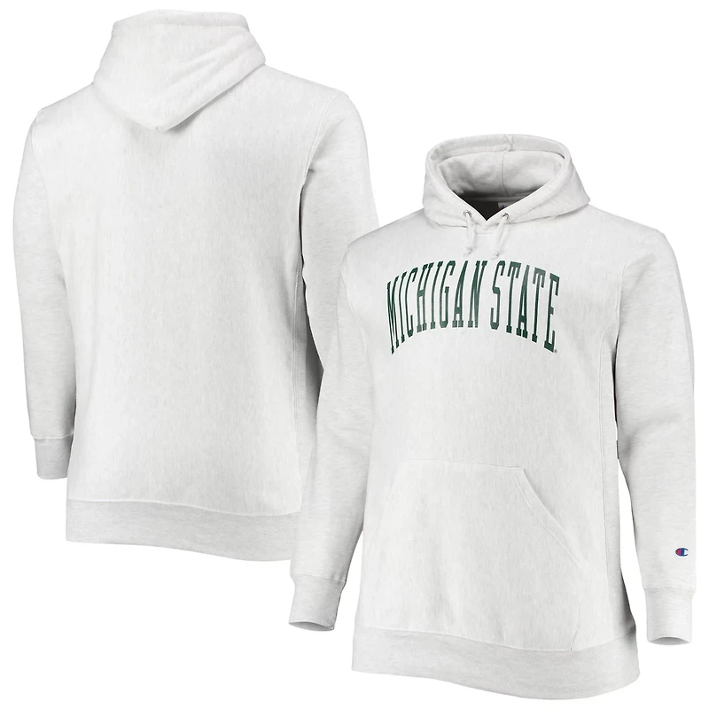 Champion Heathered Gray Michigan State Spartans Big Tall Reverse Weave Fleece Pullover Hoodie Sweatshirt