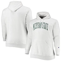 Champion Heathered Gray Michigan State Spartans Big  Tall Reverse Weave Fleece Pullover Hoodie Sweatshirt