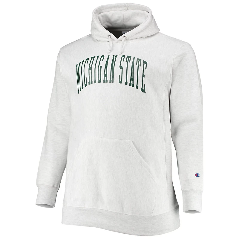 Champion Heathered Gray Michigan State Spartans Big Tall Reverse Weave Fleece Pullover Hoodie Sweatshirt