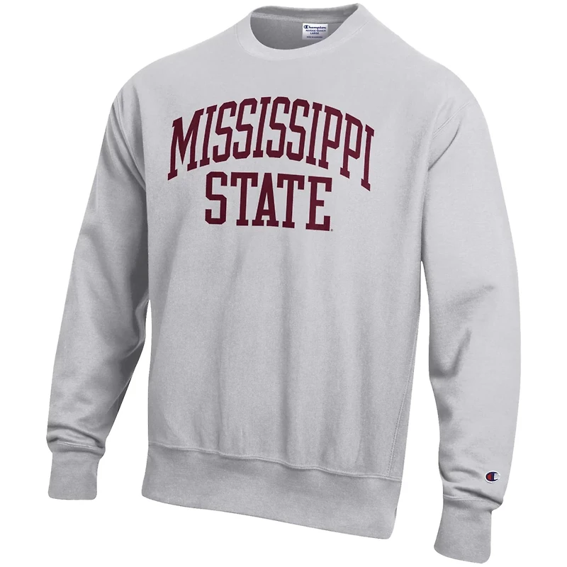 Champion Heathered Gray Mississippi State Bulldogs Arch Reverse Weave Pullover Sweatshirt