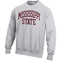 Champion Heathered Gray Mississippi State Bulldogs Arch Reverse Weave Pullover Sweatshirt