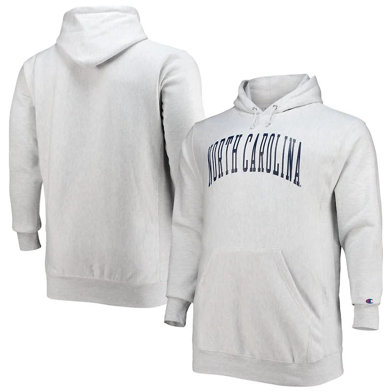 Champion Heathered Gray North Carolina Tar Heels Big Tall Reverse Weave Fleece Pullover Hoodie Sweatshirt
