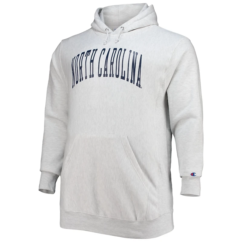 Champion Heathered Gray North Carolina Tar Heels Big Tall Reverse Weave Fleece Pullover Hoodie Sweatshirt
