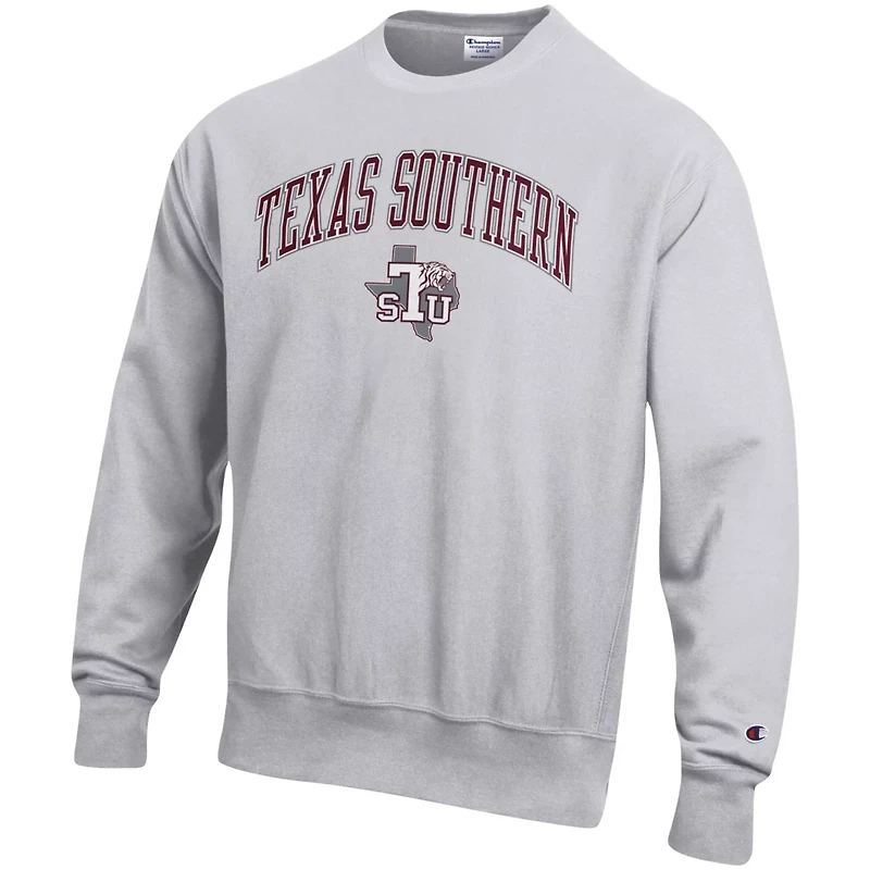 Champion Heathered Gray Texas Southern Tigers Arch Over Logo Reverse Weave Pullover Sweatshirt