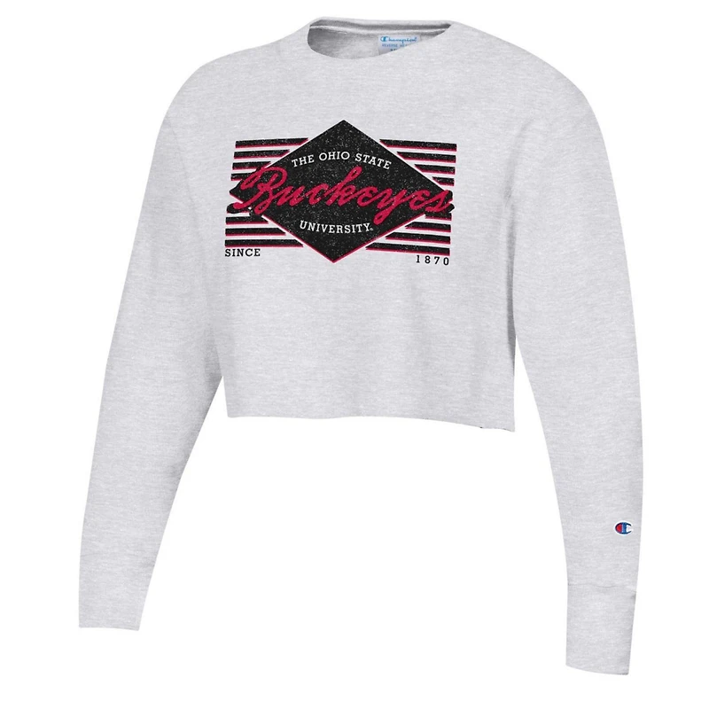 Champion Ohio State Buckeyes Reverse Weave Cropped Pullover Sweatshirt