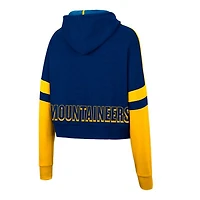 Colosseum Heather West Virginia Mountaineers Throwback Stripe Arch Logo Cropped Pullover Hoodie