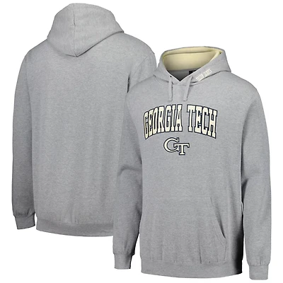 Colosseum Heathered Gray Georgia Tech Jackets Arch  Logo 30 Pullover Hoodie