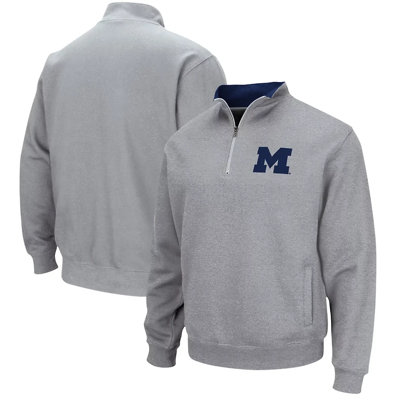 Colosseum Heathered Gray Michigan Wolverines Tortugas Team Logo Quarter-Zip Jacket
