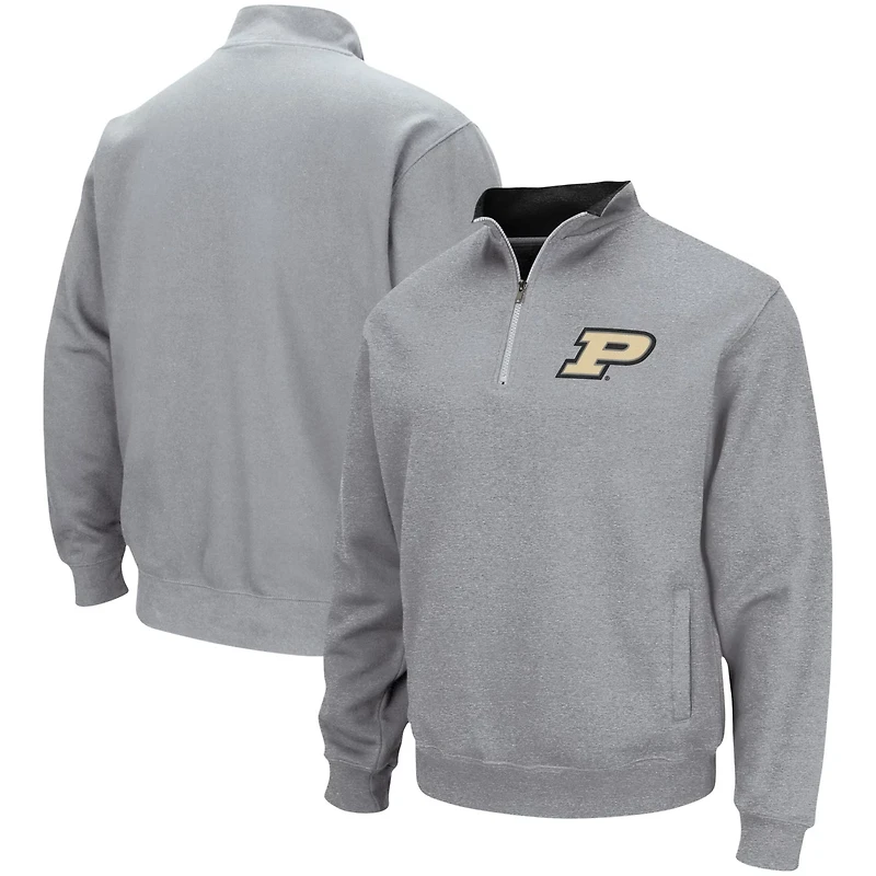 Colosseum Heathered Gray Purdue Boilermakers Tortugas Team Logo Quarter-Zip Jacket