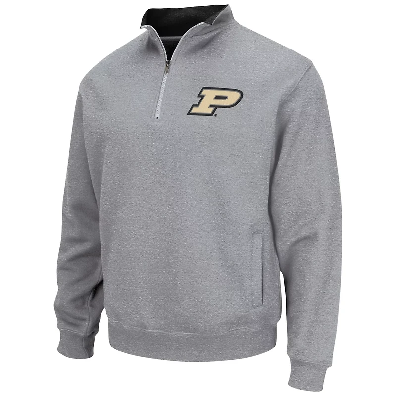 Colosseum Heathered Gray Purdue Boilermakers Tortugas Team Logo Quarter-Zip Jacket