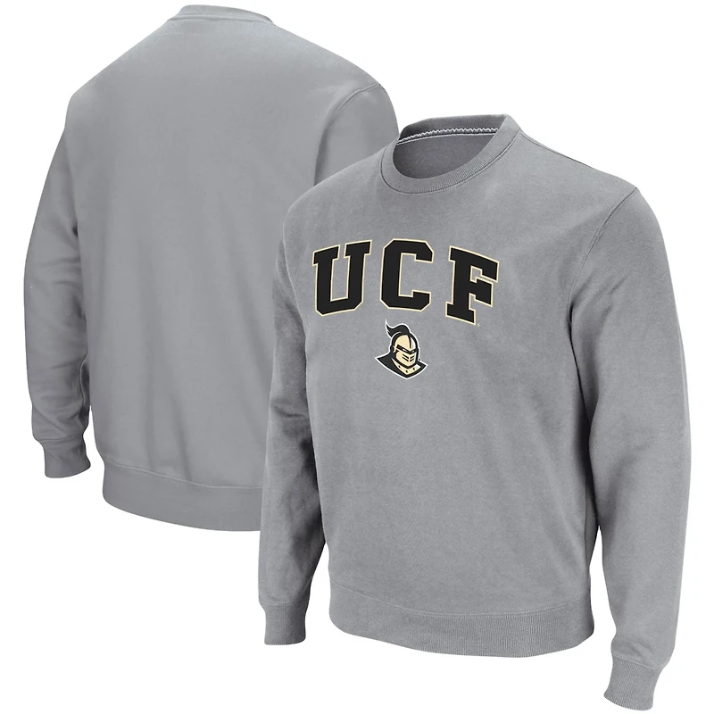 Colosseum Heathered Gray UCF Knights Arch  Logo Tackle Twill Pullover Sweatshirt