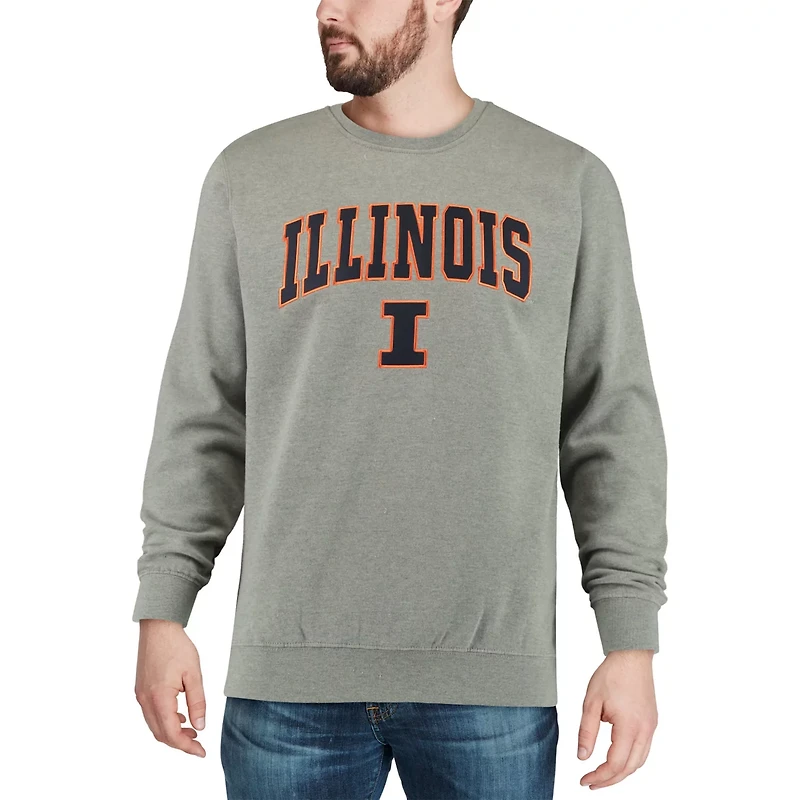 Colosseum Illinois Fighting Illini Arch  Logo Crew Neck Sweatshirt