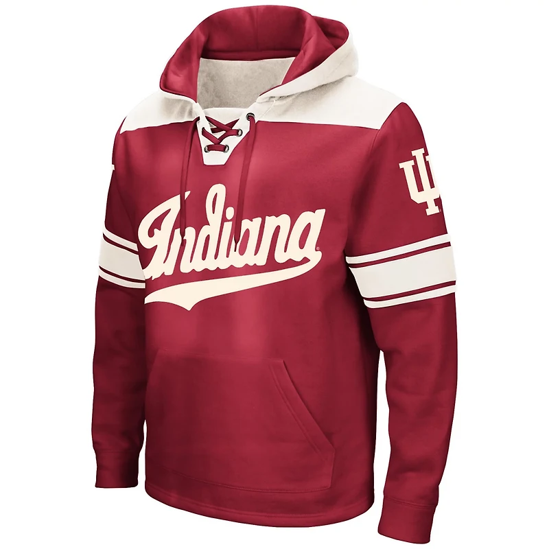 Colosseum Indiana Hoosiers Big Tall Hockey Lace-Up Pullover Hoodie