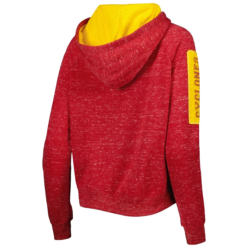 Colosseum Iowa State Cyclones The Devil Speckle Lace-Placket Raglan Pullover Hoodie