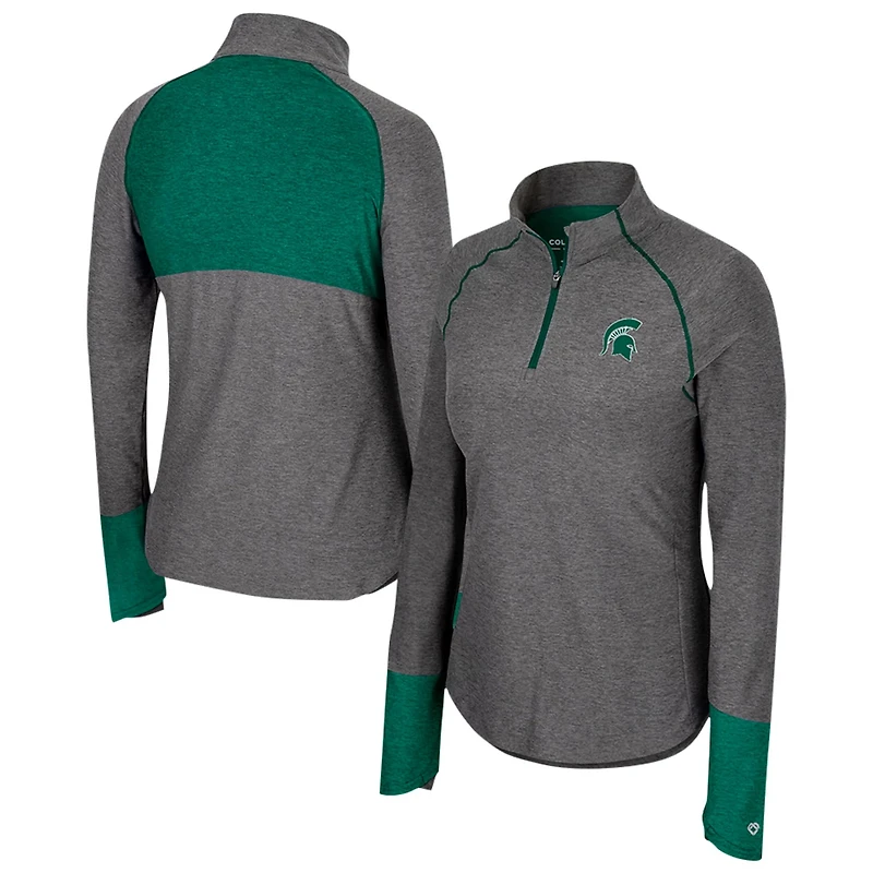 Colosseum Michigan State Spartans Morningside Sleeve Hit Raglan Quarter-Zip Top