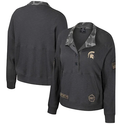 Colosseum Michigan State Spartans OHT Military Appreciation Payback Henley Thermal Sweatshirt