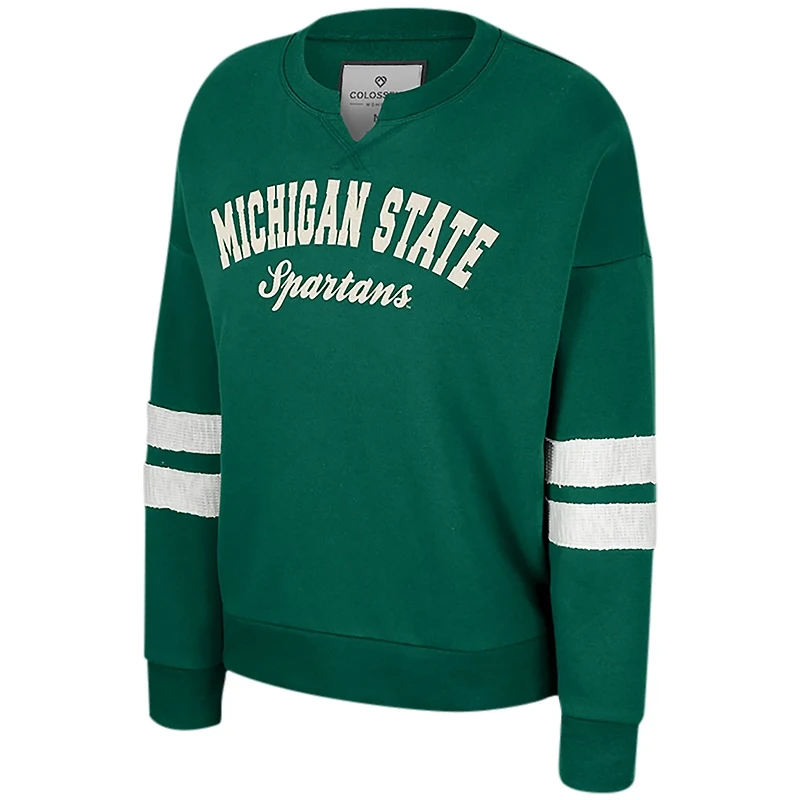 Colosseum Michigan State Spartans Perfect Date Notch Neck Pullover Sweatshirt