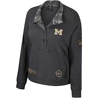 Colosseum Michigan Wolverines OHT Military Appreciation Payback Henley Thermal Sweatshirt
