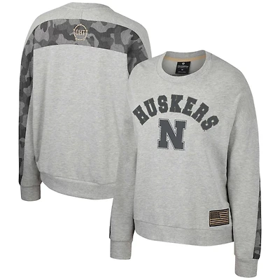 Colosseum Nebraska Huskers OHT Military Appreciation Flag Rank Dolman Pullover Sweatshirt