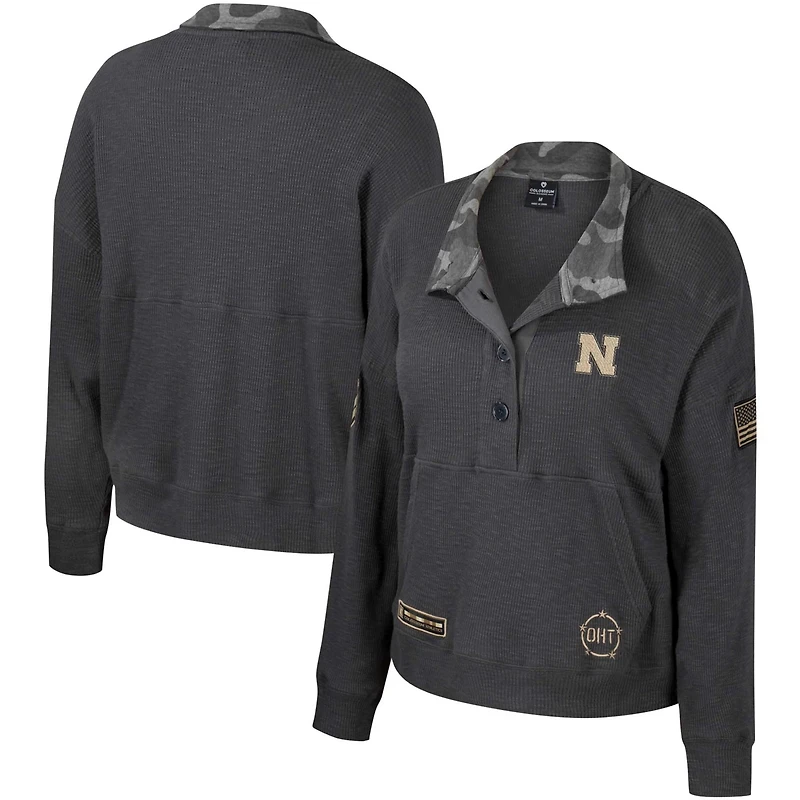 Colosseum Nebraska Huskers OHT Military Appreciation Payback Henley Thermal Sweatshirt