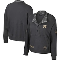 Colosseum Nebraska Huskers OHT Military Appreciation Payback Henley Thermal Sweatshirt