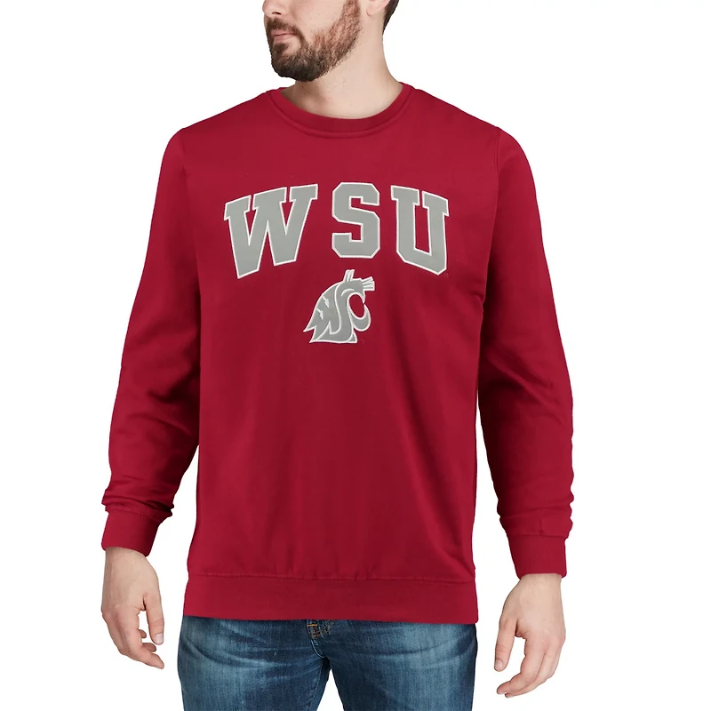 Colosseum Washington State Cougars Arch  Logo Crew Neck Sweatshirt
