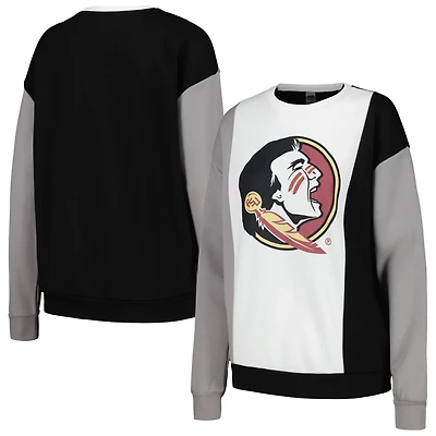 Gameday Couture /Black Florida State Seminoles Vertical Color-Block Pullover Sweatshirt
