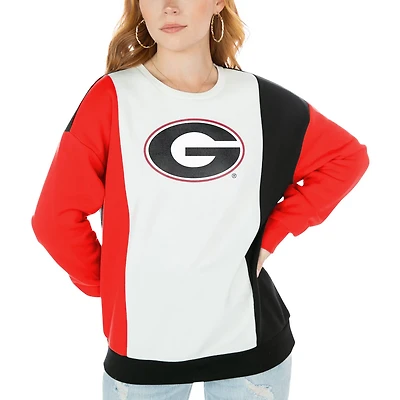 Gameday Couture /Black Georgia Bulldogs Vertical Color-Block Pullover Sweatshirt