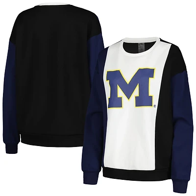 Gameday Couture /Black Michigan Wolverines Vertical Color-Block Pullover Sweatshirt