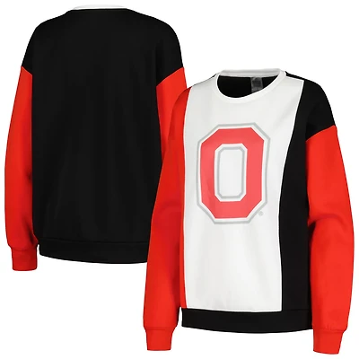 Gameday Couture /Black Ohio State Buckeyes Vertical Color-Block Pullover Sweatshirt