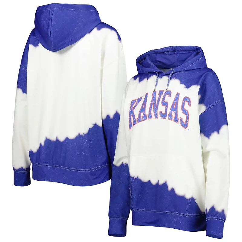 Gameday Couture /Royal Kansas Jayhawks For the Fun Double Dip-Dyed Pullover Hoodie