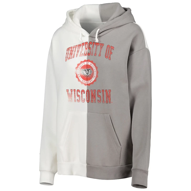 Gameday Couture Gray/ Wisconsin Badgers Split Pullover Hoodie