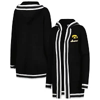 Gameday Couture Iowa Hawkeyes One More Round Tri-Blend Striped Hooded Cardigan Sweater