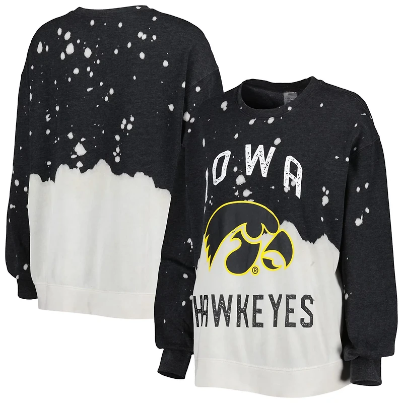 Gameday Couture Iowa Hawkeyes Twice As Nice Faded Dip-Dye Pullover Long Sleeve Top