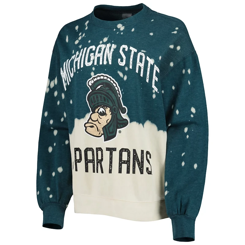 Gameday Couture Michigan State Spartans Twice As Nice Faded Dip-Dye Pullover Long Sleeve Top