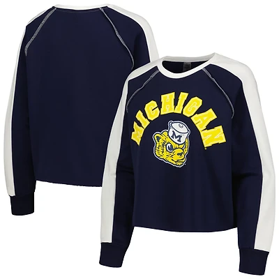 Gameday Couture Michigan Wolverines Blindside Raglan Cropped Pullover Sweatshirt