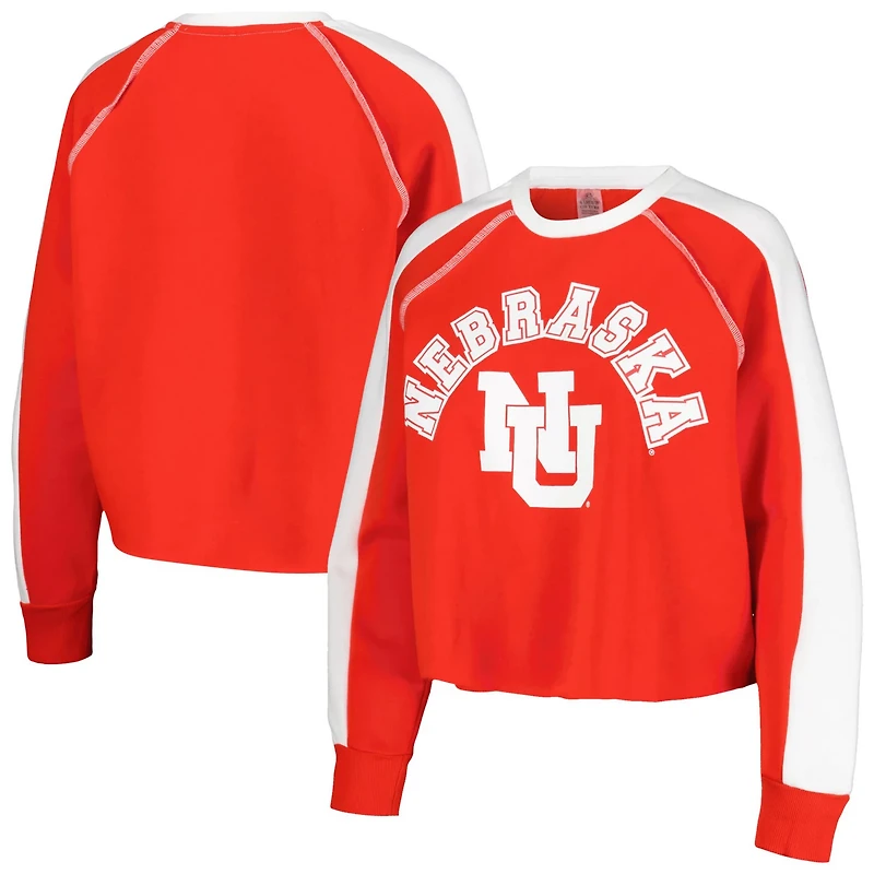 Gameday Couture Nebraska Huskers Blindside Raglan Cropped Pullover Sweatshirt