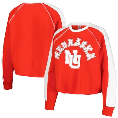 Gameday Couture Nebraska Huskers Blindside Raglan Cropped Pullover Sweatshirt