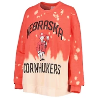 Gameday Couture Nebraska Huskers Twice As Nice Faded Dip-Dye Pullover Long Sleeve Top