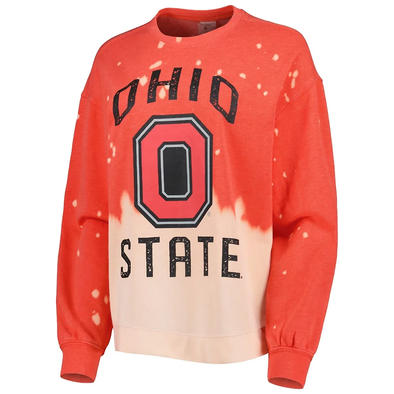 Gameday Couture Ohio State Buckeyes Twice As Nice Faded Dip-Dye Pullover Long Sleeve Top