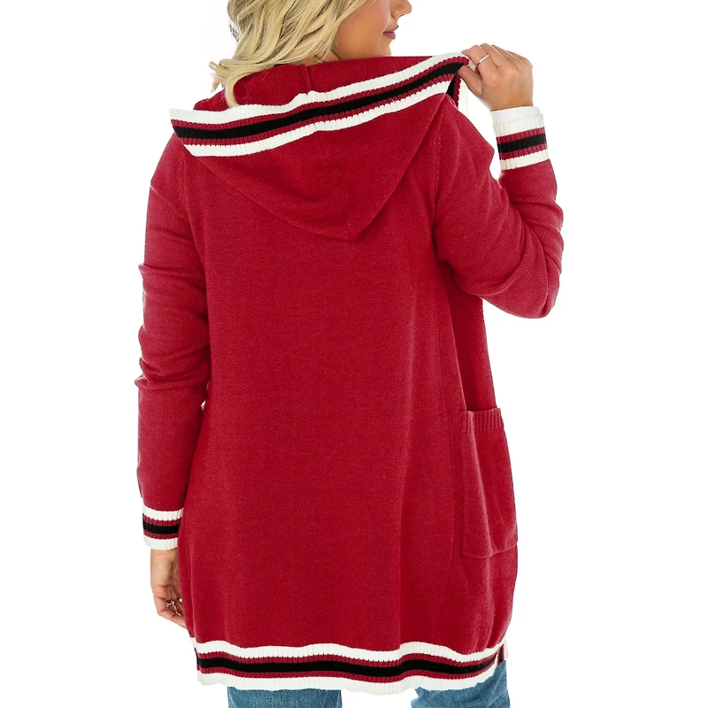 Gameday Couture Oklahoma Sooners One More Round Tri-Blend Striped Hooded Cardigan Sweater