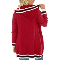 Gameday Couture Oklahoma Sooners One More Round Tri-Blend Striped Hooded Cardigan Sweater